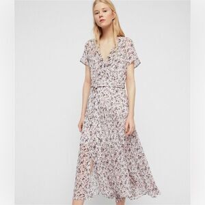 All Saints Floral Midi Dress - Pink and White